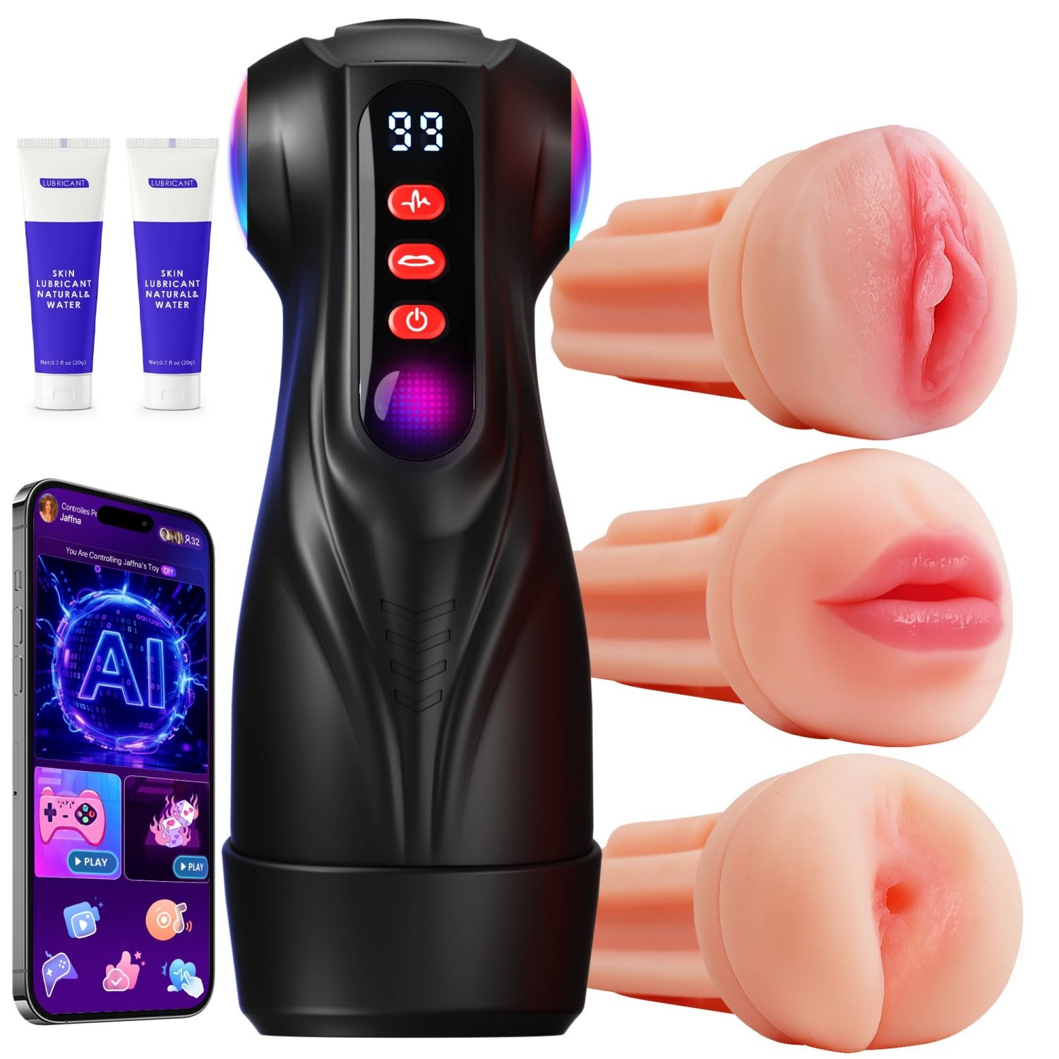 AI App-Controlled Stroker – 3 Sleeves