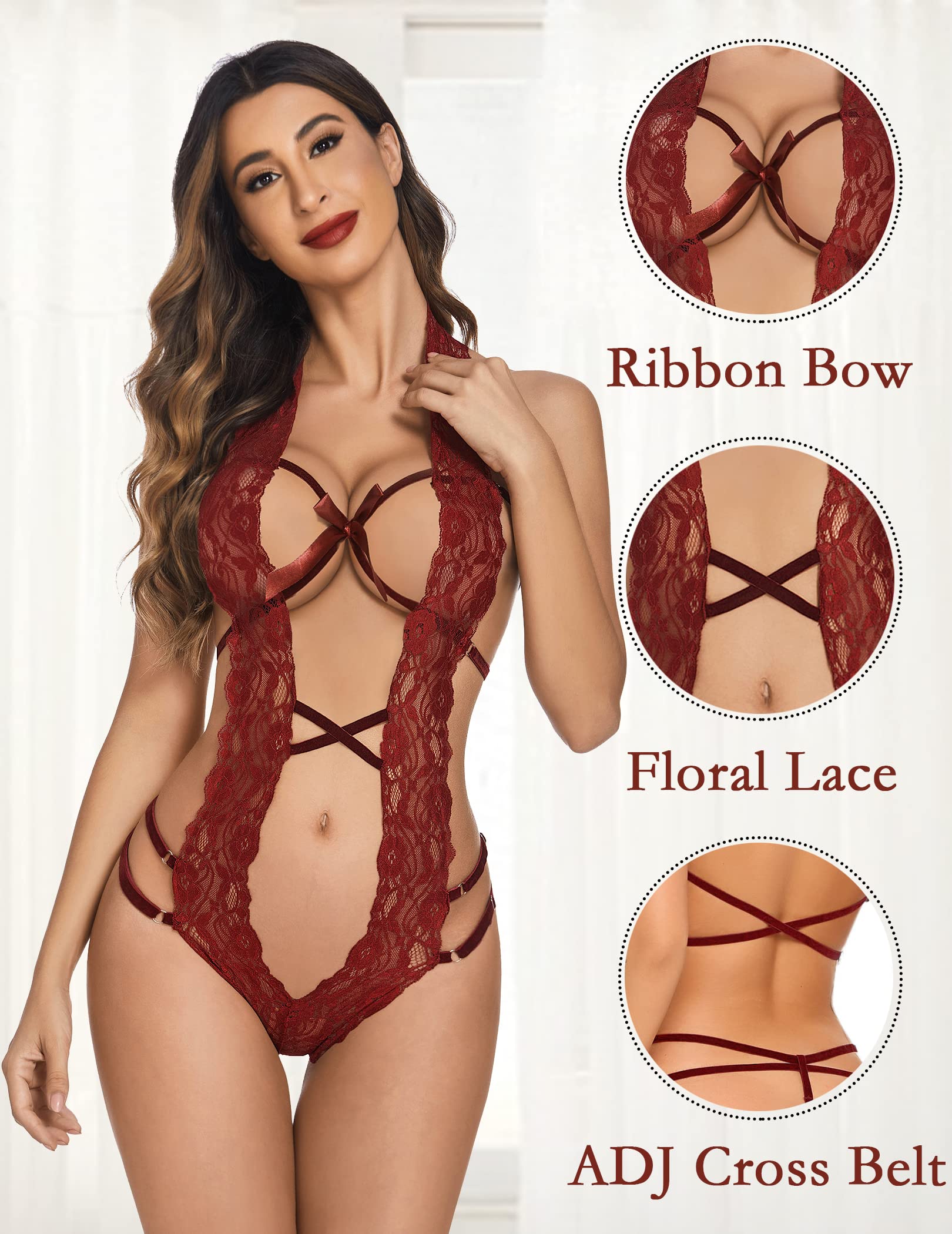 Red Lace Babydoll Lingerie Dress - Image 2