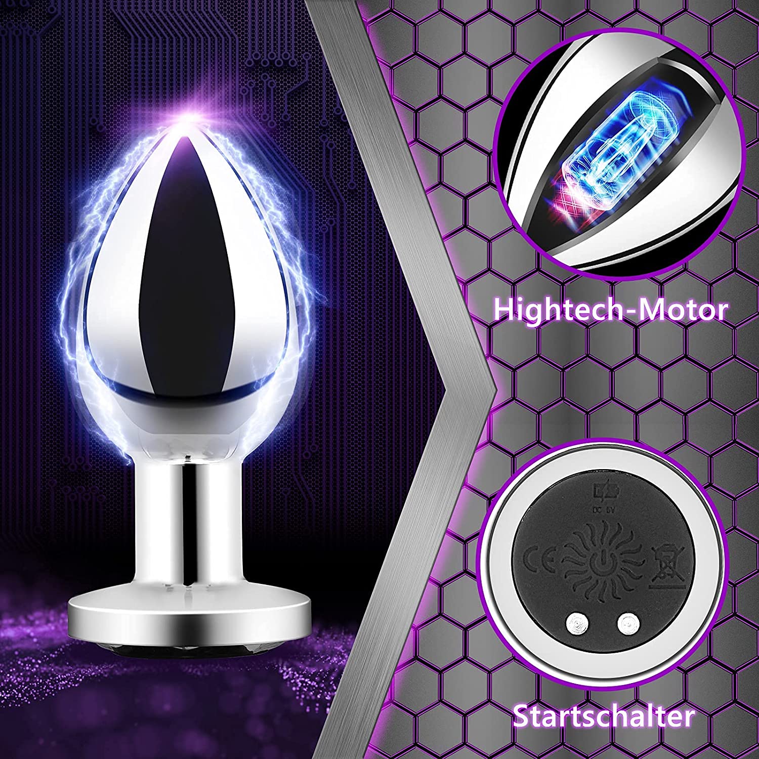 GM-302 Metal Anal Plug – Medium & Large with Remote - Image 4