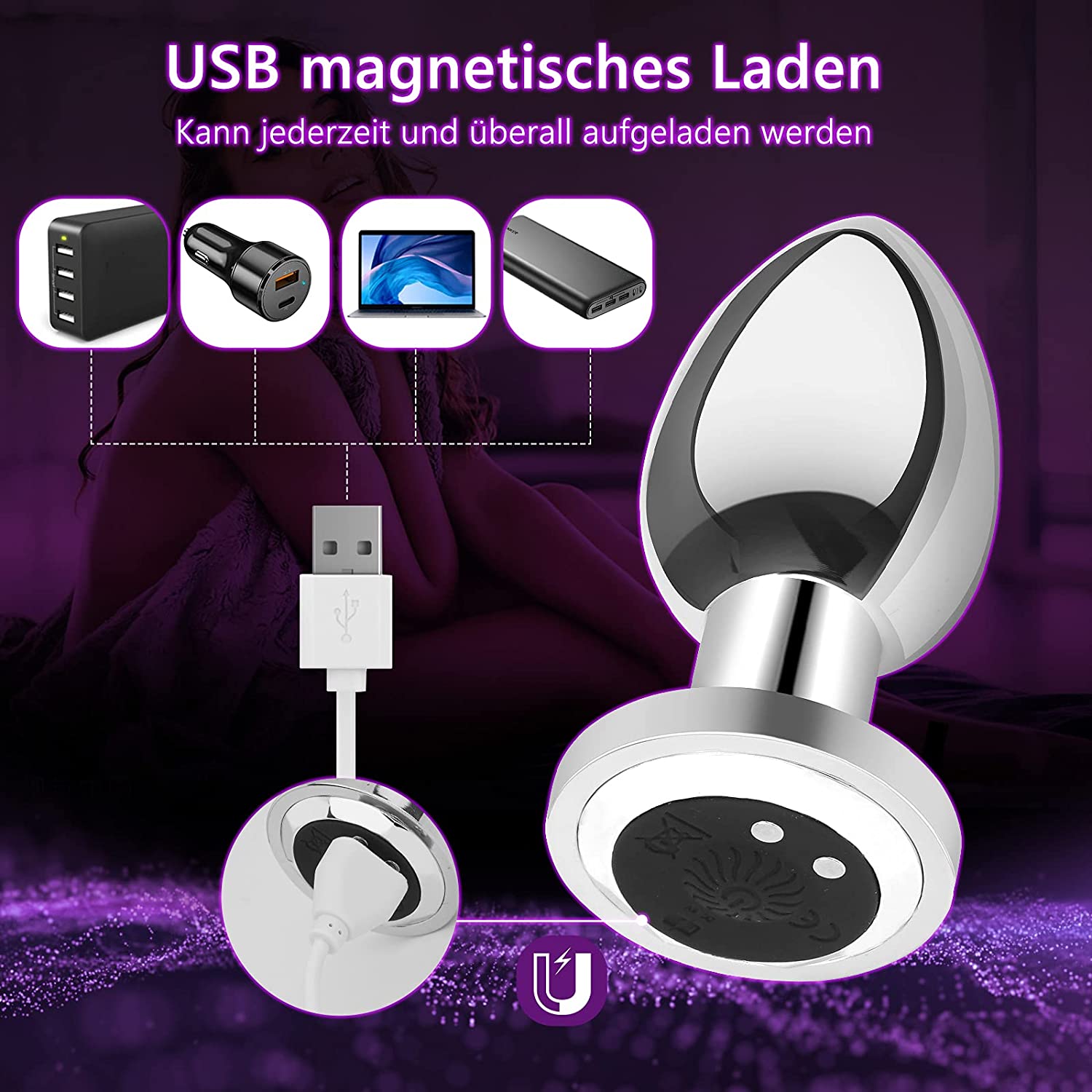 GM-302 Metal Anal Plug – Medium & Large with Remote - Image 6